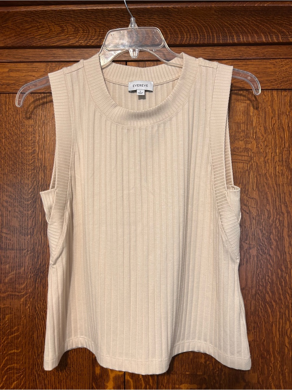 Evereve ribbed cream tank top L